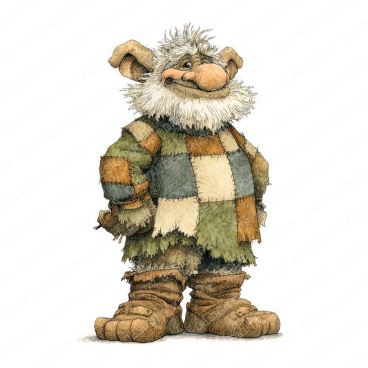 Friendly Troll Character B fussy cut sheet in A4 format showing all 12 designs on one printable page