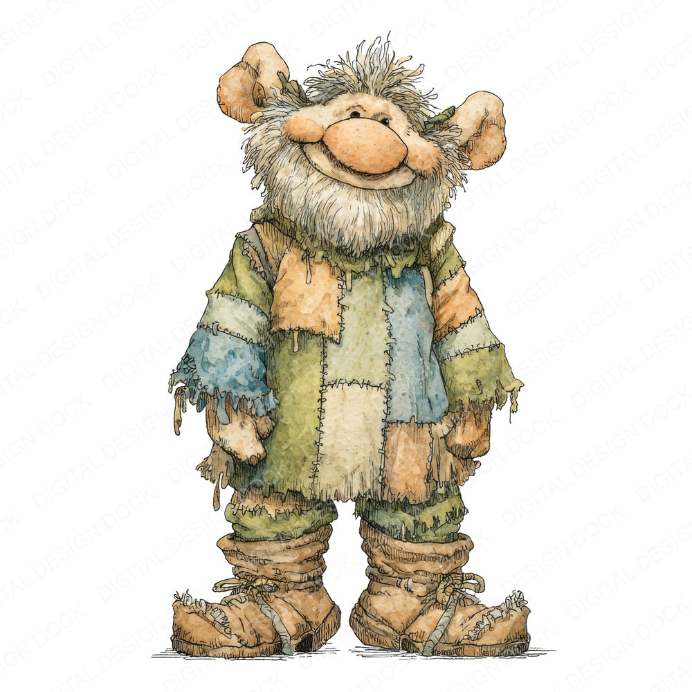 Friendly Troll Character B fussy cut sheet in US Letter format showing all 12 designs on one printable page