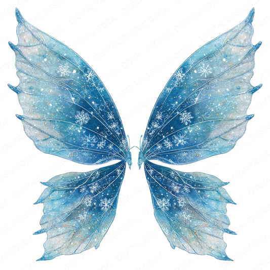 Frosted Snowflake Fairy Wings fussy cut sheet in A4 format showing all 12 designs on one printable page