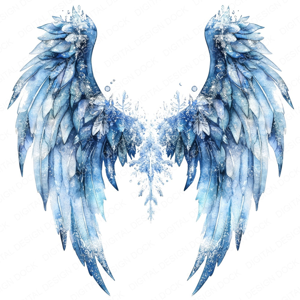 Frozen Crystal Angel Wings fussy cut sheet in A4 format showing all 12 designs on one printable page