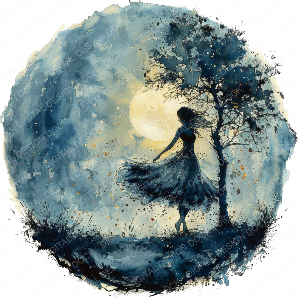 Full Moon Fairy fussy cut sheet in A4 format showing all 12 designs on one printable page