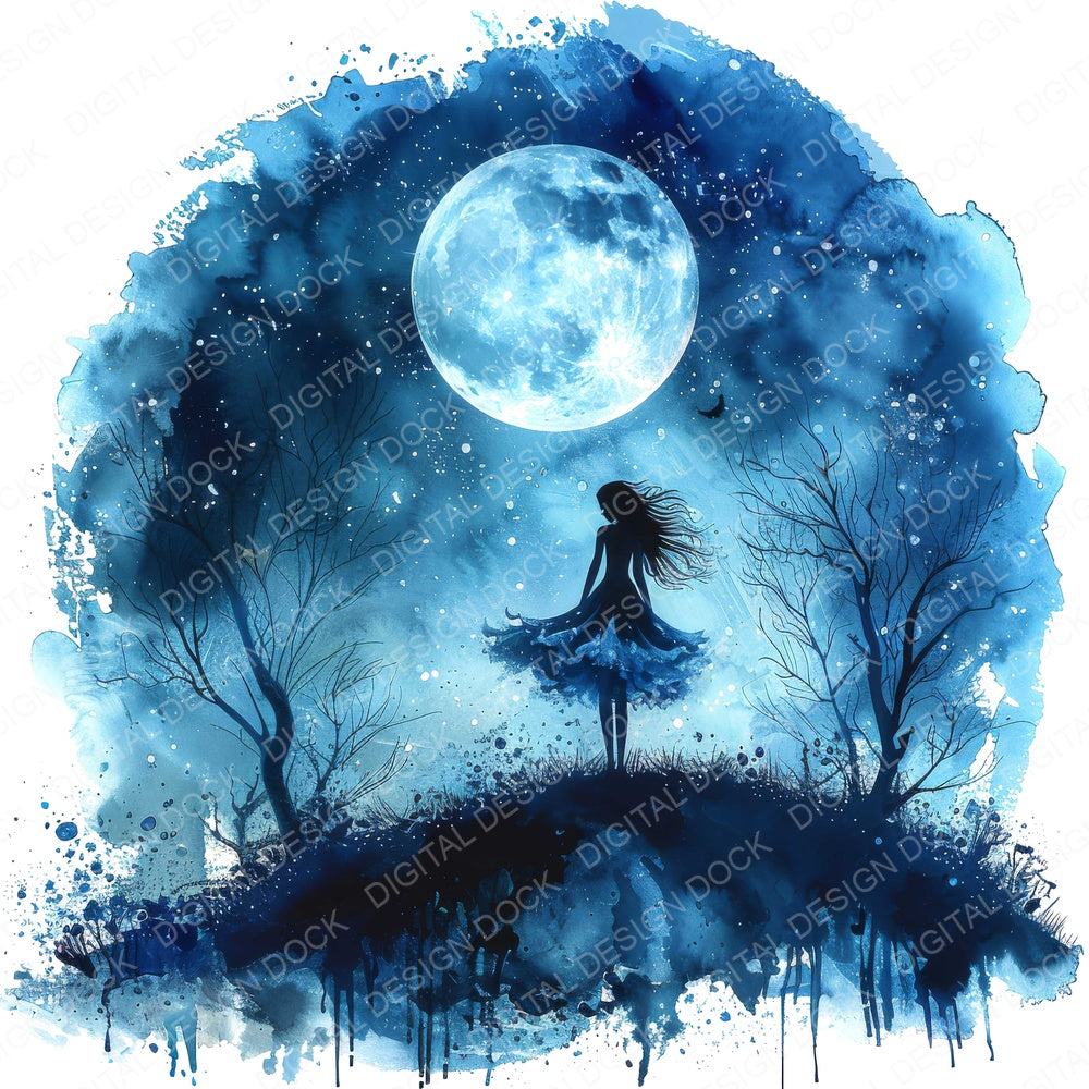 Full Moon Fairy fussy cut sheet in US Letter format showing all 12 designs on one printable page