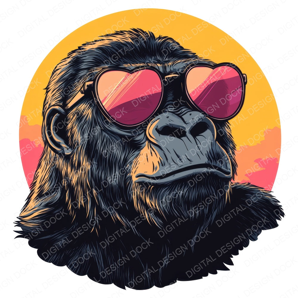 Funky Cool Gorilla fussy cut sheet in A4 format showing all 12 designs on one printable page