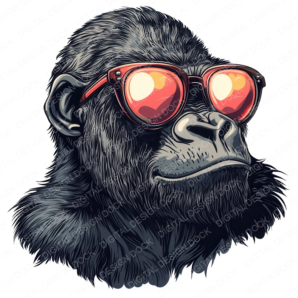 Funky Cool Gorilla fussy cut sheet in US Letter format showing all 12 designs on one printable page