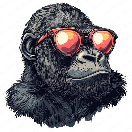 Funky Cool Gorilla fussy cut sheet in US Letter format showing all 12 designs on one printable page
