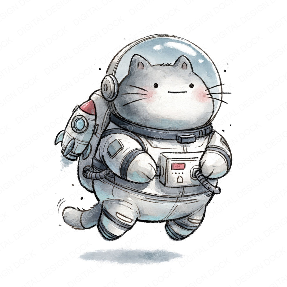 Funny Astronaut Cat Character 1