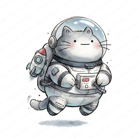 Funny Astronaut Cat Character Clipart Set (DDD012649)