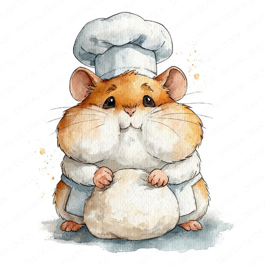 Funny Chef Hamster Character Clipart Set (DDD012651)