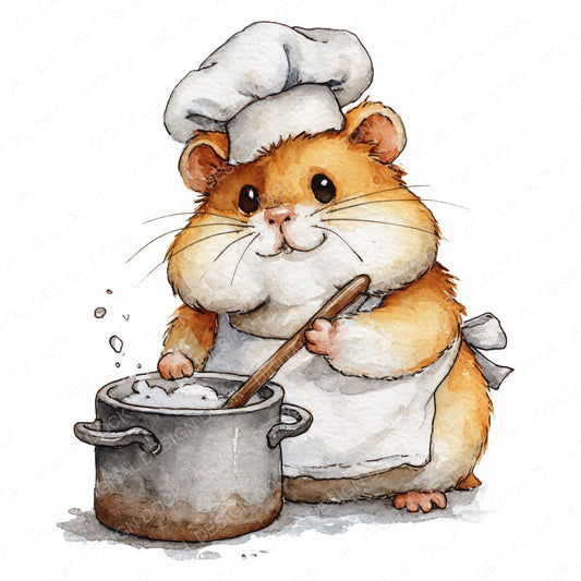 Funny Chef Hamster Character Clipart Set (DDD012651)