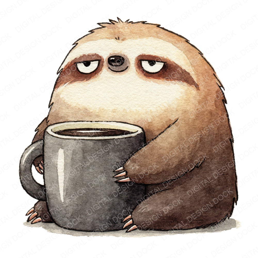 Funny Coffee Sloth Character 2