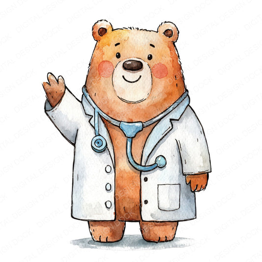 Funny Doctor Bear Character Clipart Set (DDD012653)