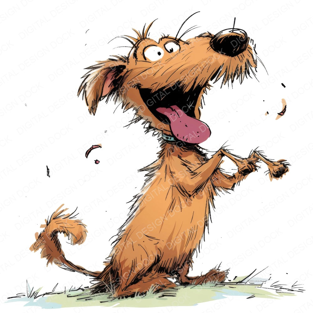 Funny Dog Illustration fussy cut sheet in A4 format showing all 12 designs on one printable page