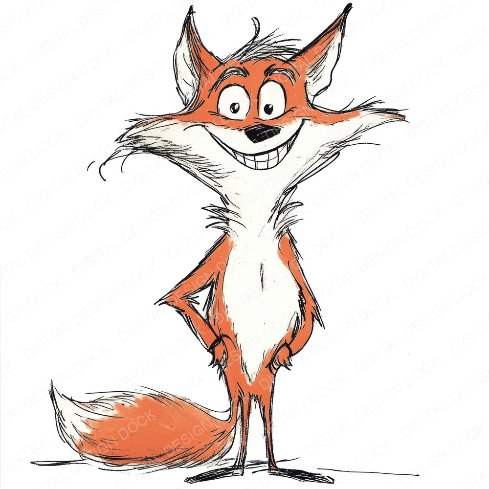 Funny Fox Character fussy cut sheet in A4 format showing all 12 designs on one printable page