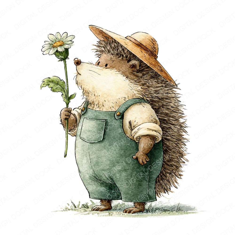 Funny Gardener Hedgehog Character 2