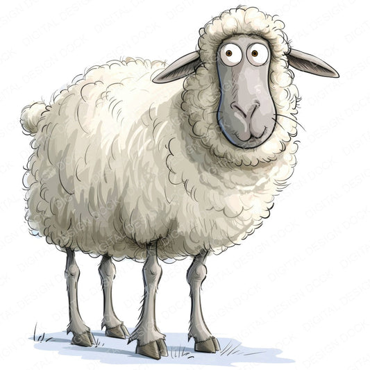 Funny Sheep One fussy cut sheet in US Letter format showing all 12 designs on one printable page