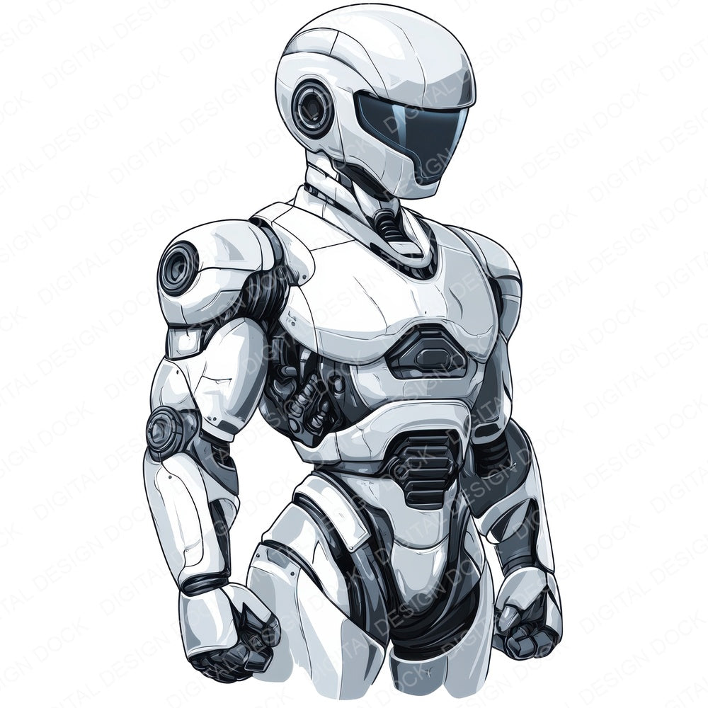 Futuristic Robot fussy cut sheet in A4 format showing all 12 designs on one printable page