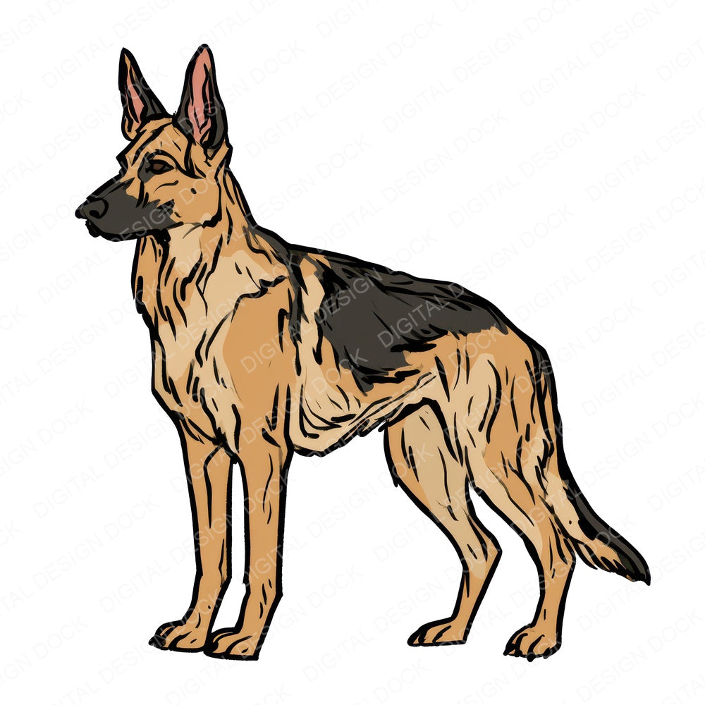 German Shepherd Watercolour Dog Clipart Set (DDD018051)