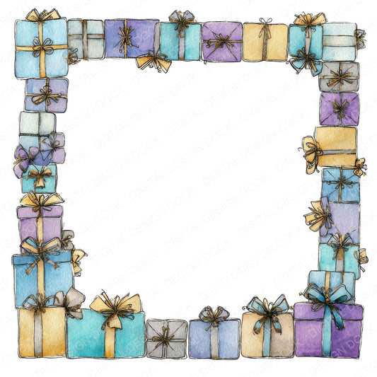 Gift Box Frame fussy cut sheet in A4 format showing all 12 designs on one printable page