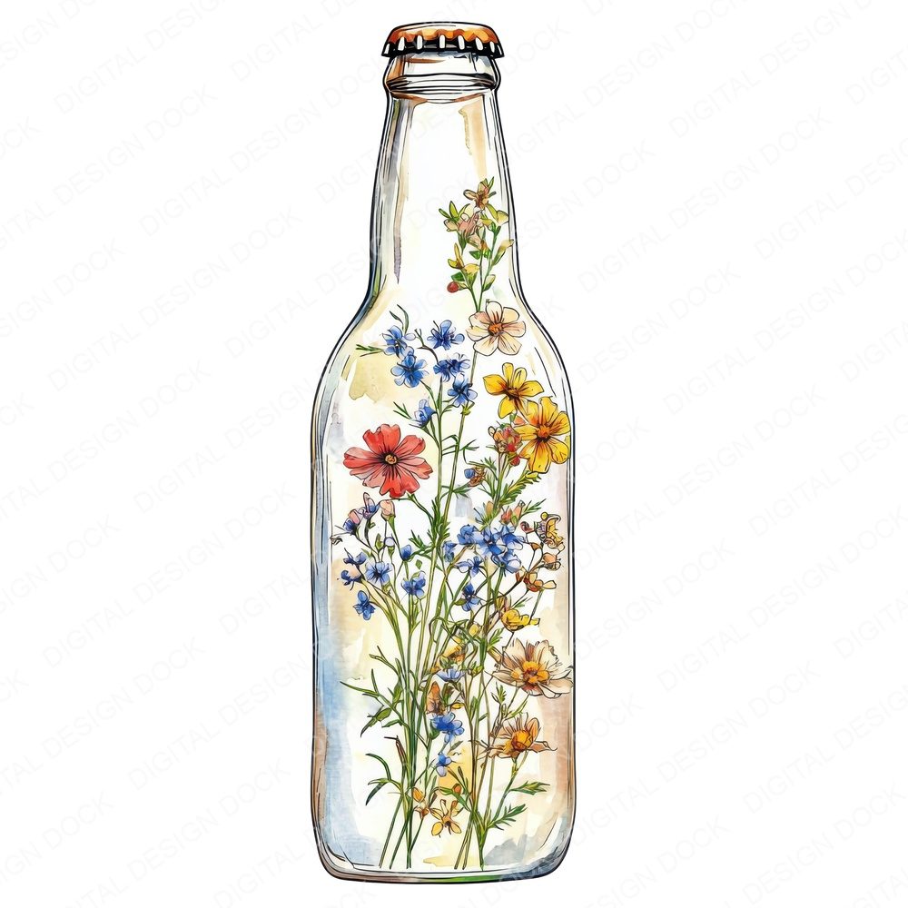 Glass Bottle Wildflowers Fussy Cut Sheets (DDD010088)