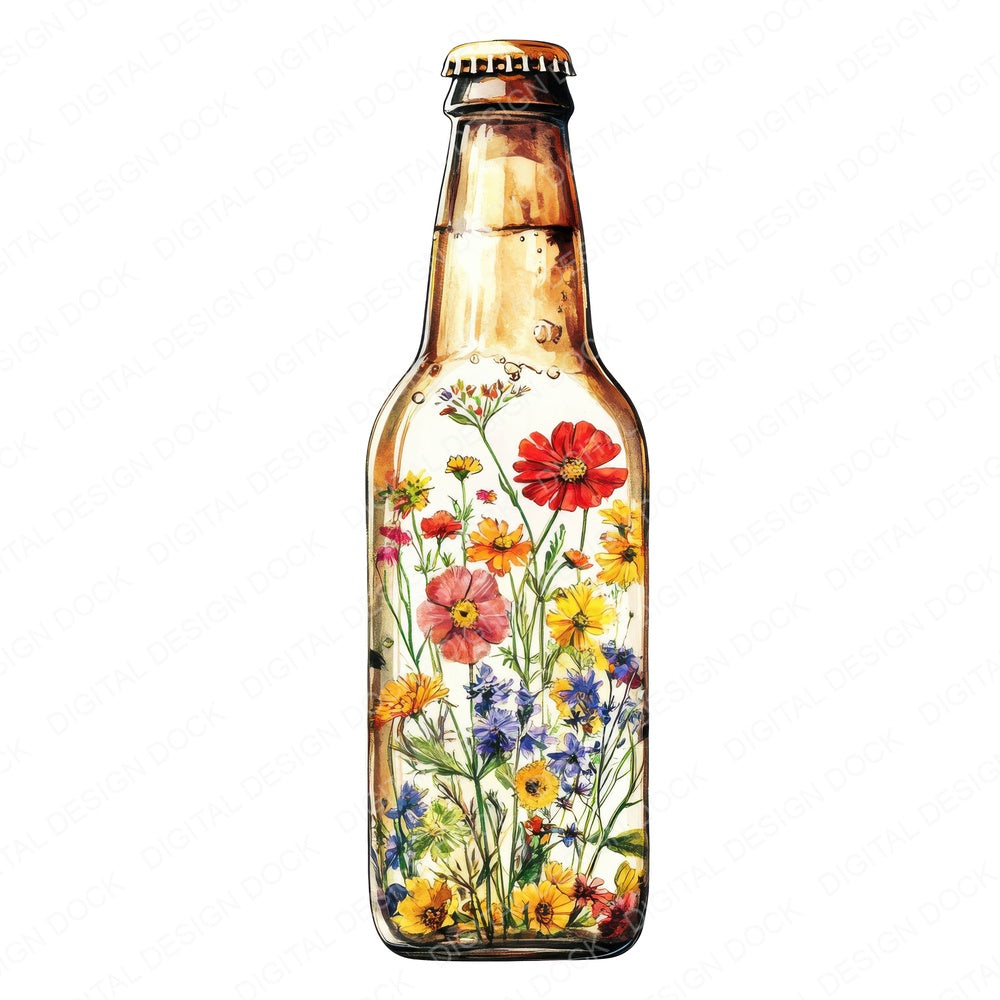 Glass Bottle Wildflowers Fussy Cut Sheets (DDD010088)