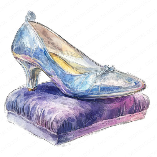 Glass Slipper on Pillow fussy cut sheet in A4 format showing all 12 designs on one printable page