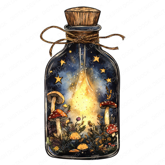Glowing Potion Bottle fussy cut sheet in A4 format showing all 12 designs on one printable page