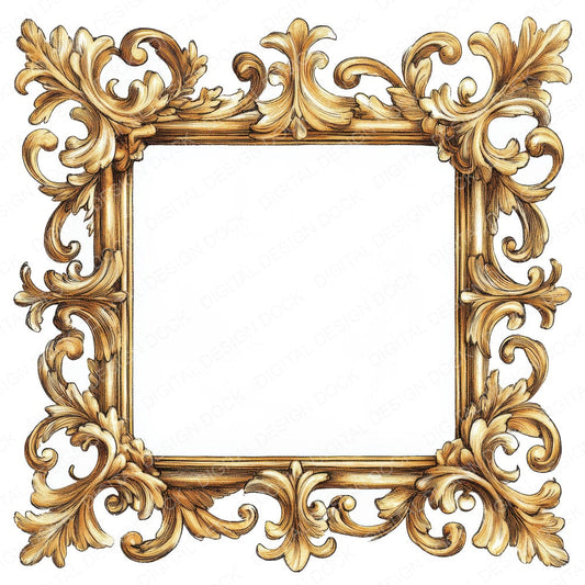 Gold Ornate Frame fussy cut sheet in A4 format showing all 12 designs on one printable page