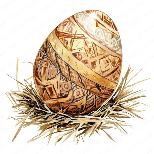 Golden Easter Egg fussy cut sheet in A4 format showing all 12 designs on one printable page