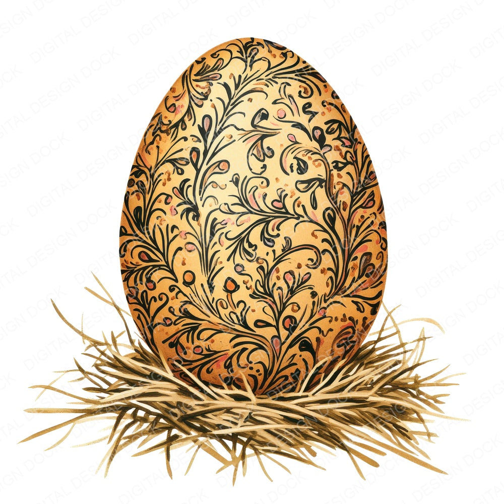 Golden Easter Egg fussy cut sheet in US Letter format showing all 12 designs on one printable page