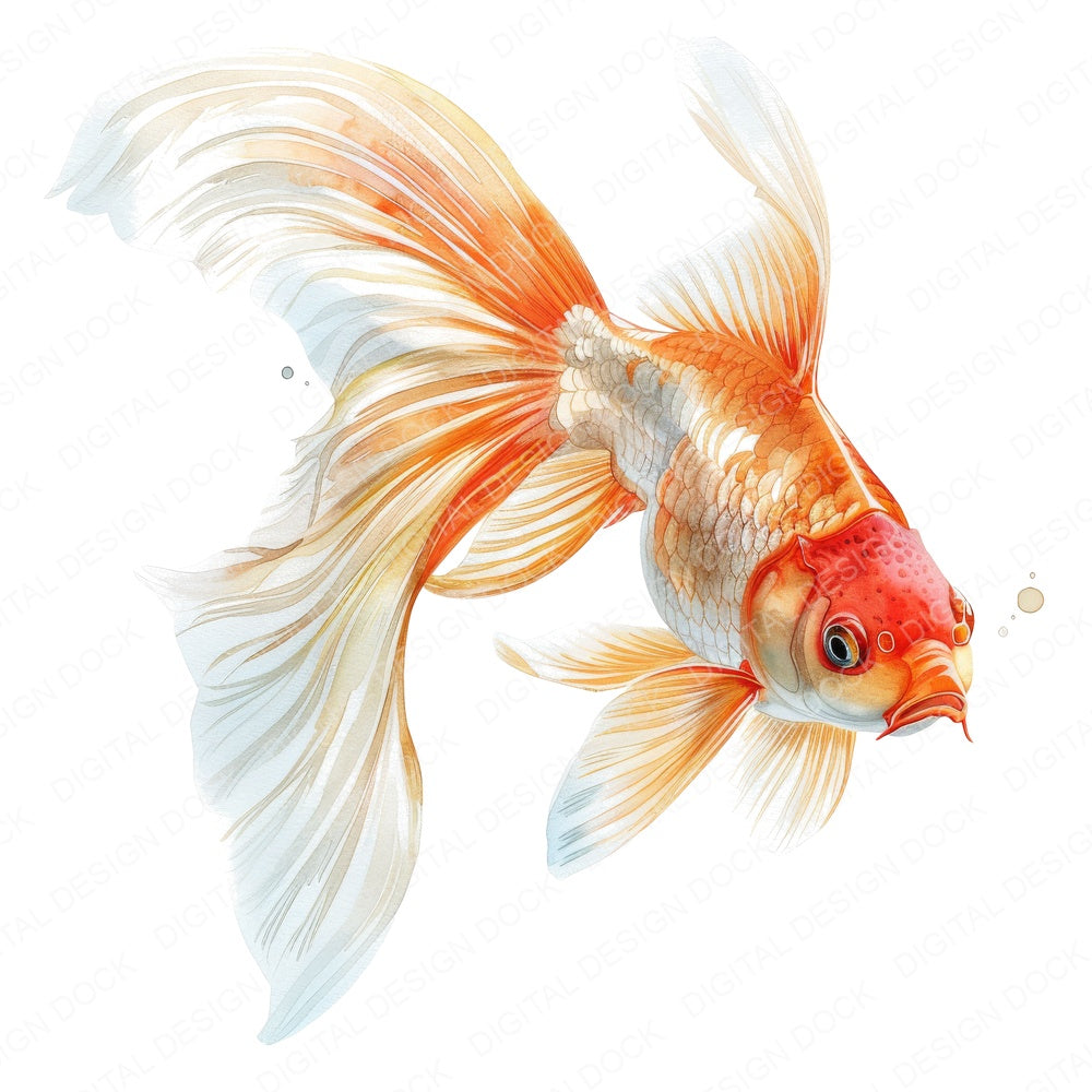 Goldfish with flowing Fins fussy cut sheet in A4 format showing all 12 designs on one printable page