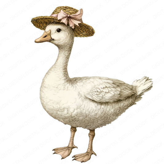 Goose in Straw Hat fussy cut sheet in A4 format showing all 12 designs on one printable page