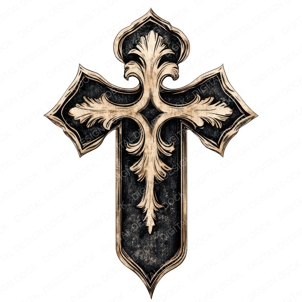 Gothic Cross fussy cut sheet in A4 format showing all 12 designs on one printable page