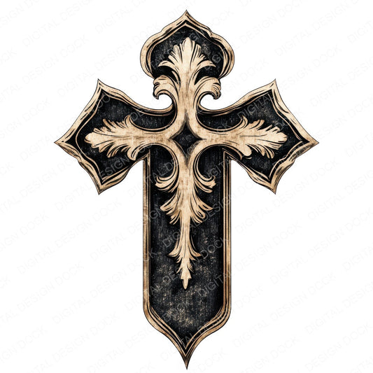 Gothic Cross fussy cut sheet in A4 format showing all 12 designs on one printable page