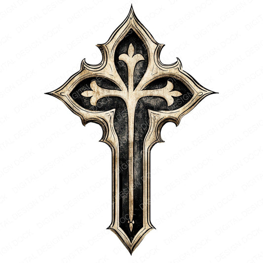 Gothic Cross fussy cut sheet in US Letter format showing all 12 designs on one printable page