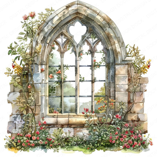 Gothic English Church Window Clipart Set (DDD005739)