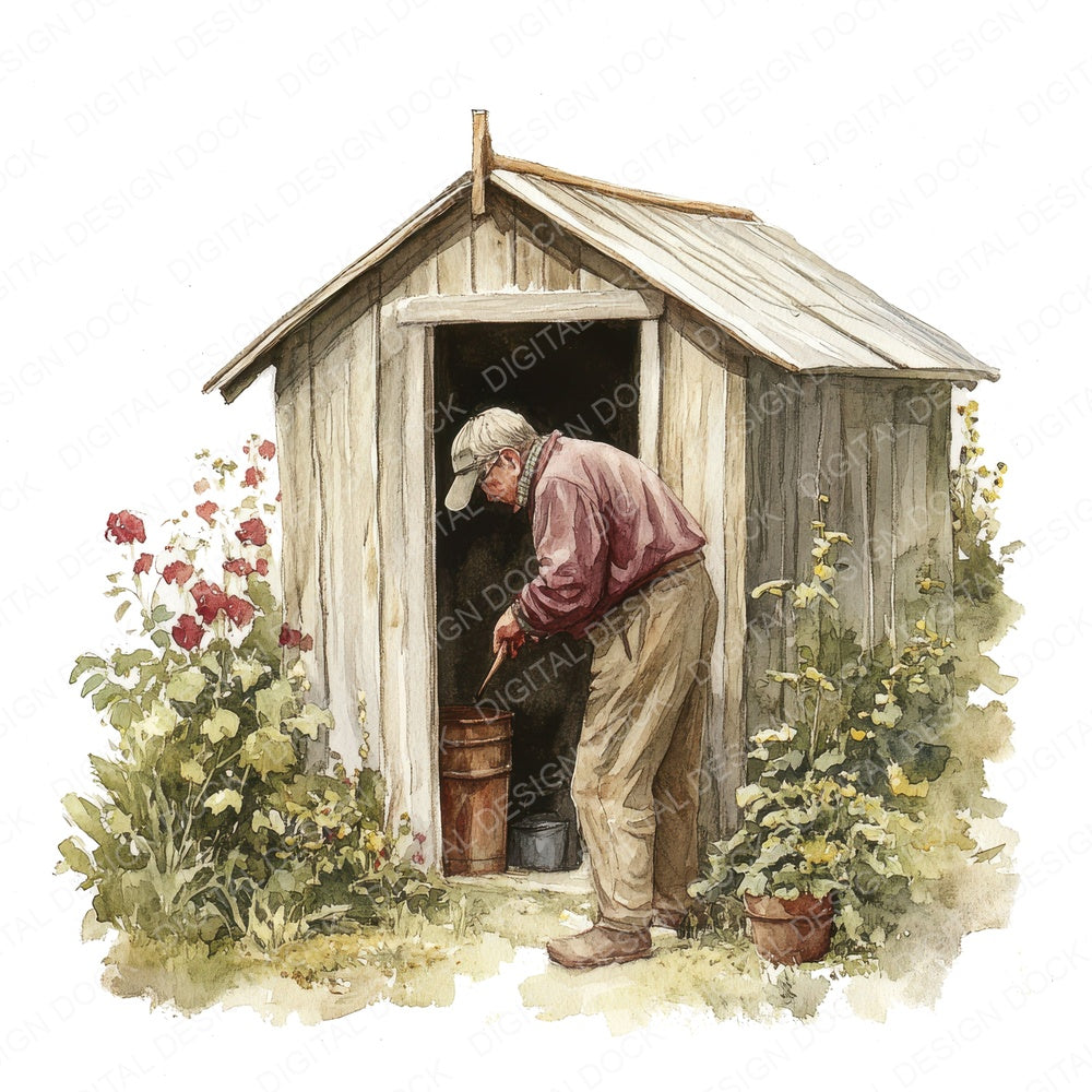 Grandad in Garden Shed fussy cut sheet in A4 format showing all 12 designs on one printable page
