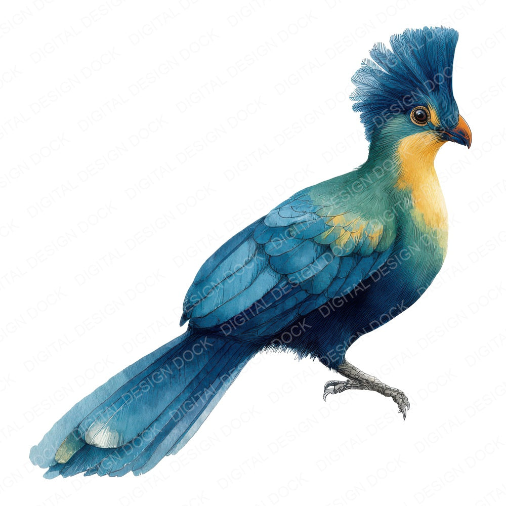 Great Blue Turaco Exotic Bird fussy cut sheet in A4 format showing all 12 designs on one printable page