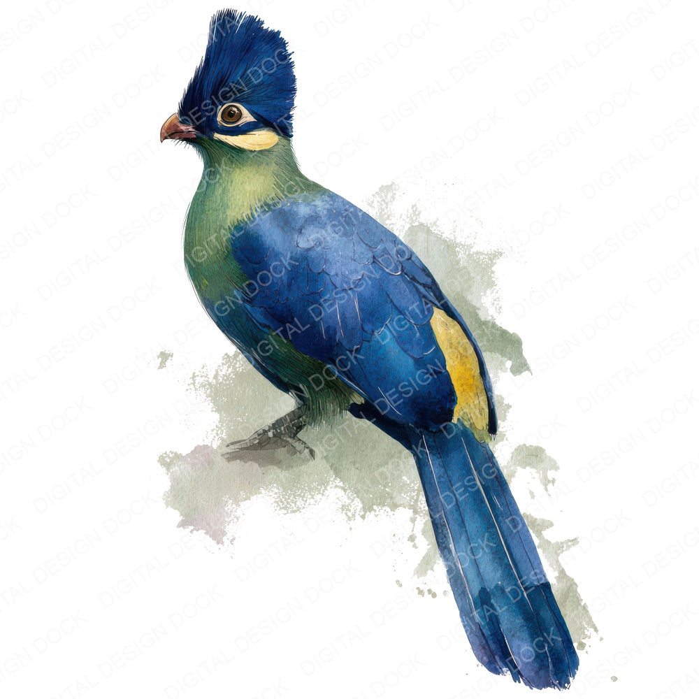 Great Blue Turaco Exotic Bird fussy cut sheet in US Letter format showing all 12 designs on one printable page