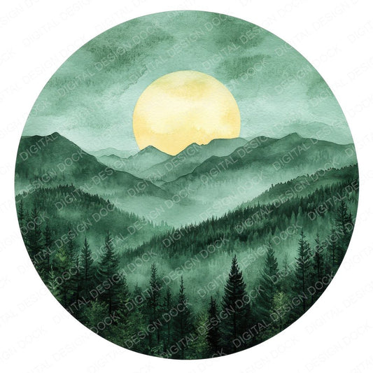 Green Boho Landscape Clipart Set (DDD005746)