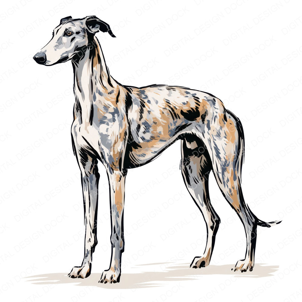 Another Greyhound Watercolour Dog clipart design shown full size