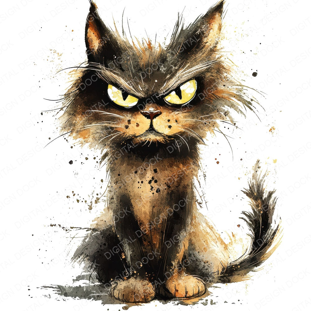 Grinning Crazy Cat fussy cut sheet in US Letter format showing all 12 designs on one printable page