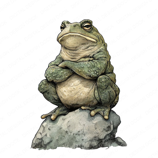 Grumpy Toad Frog fussy cut sheet in A4 format showing all 12 designs on one printable page