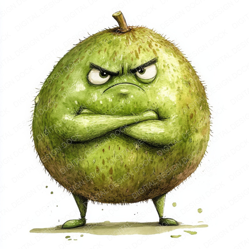 Grumpy Watercolour Kiwi fussy cut sheet in A4 format showing all 12 designs on one printable page