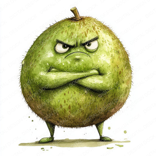 Grumpy Watercolour Kiwi fussy cut sheet in A4 format showing all 12 designs on one printable page