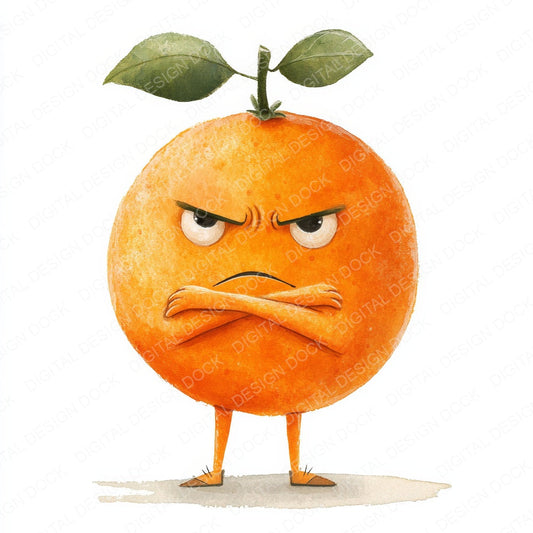 Grumpy Watercolour Orange fussy cut sheet in US Letter format showing all 12 designs on one printable page