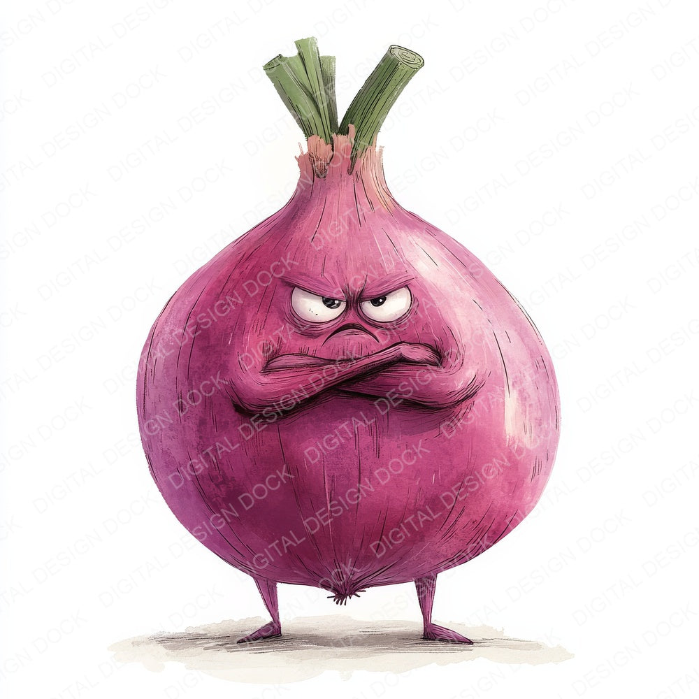 Grumpy Watercolour Red Onion fussy cut sheet in A4 format showing all 12 designs on one printable page