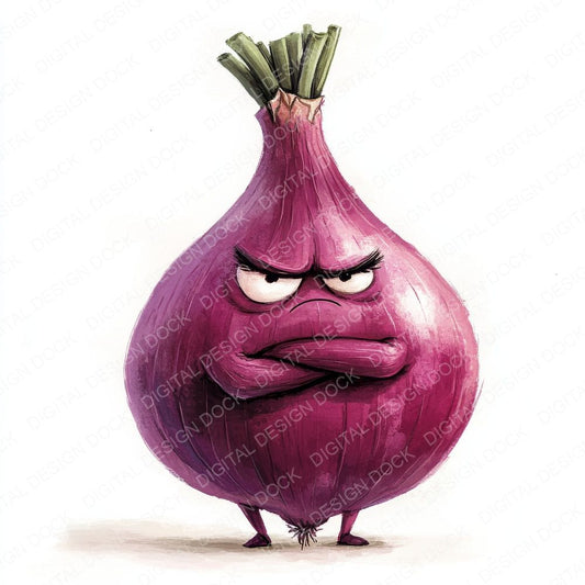Grumpy Watercolour Red Onion Clipart Set (DDD005763)