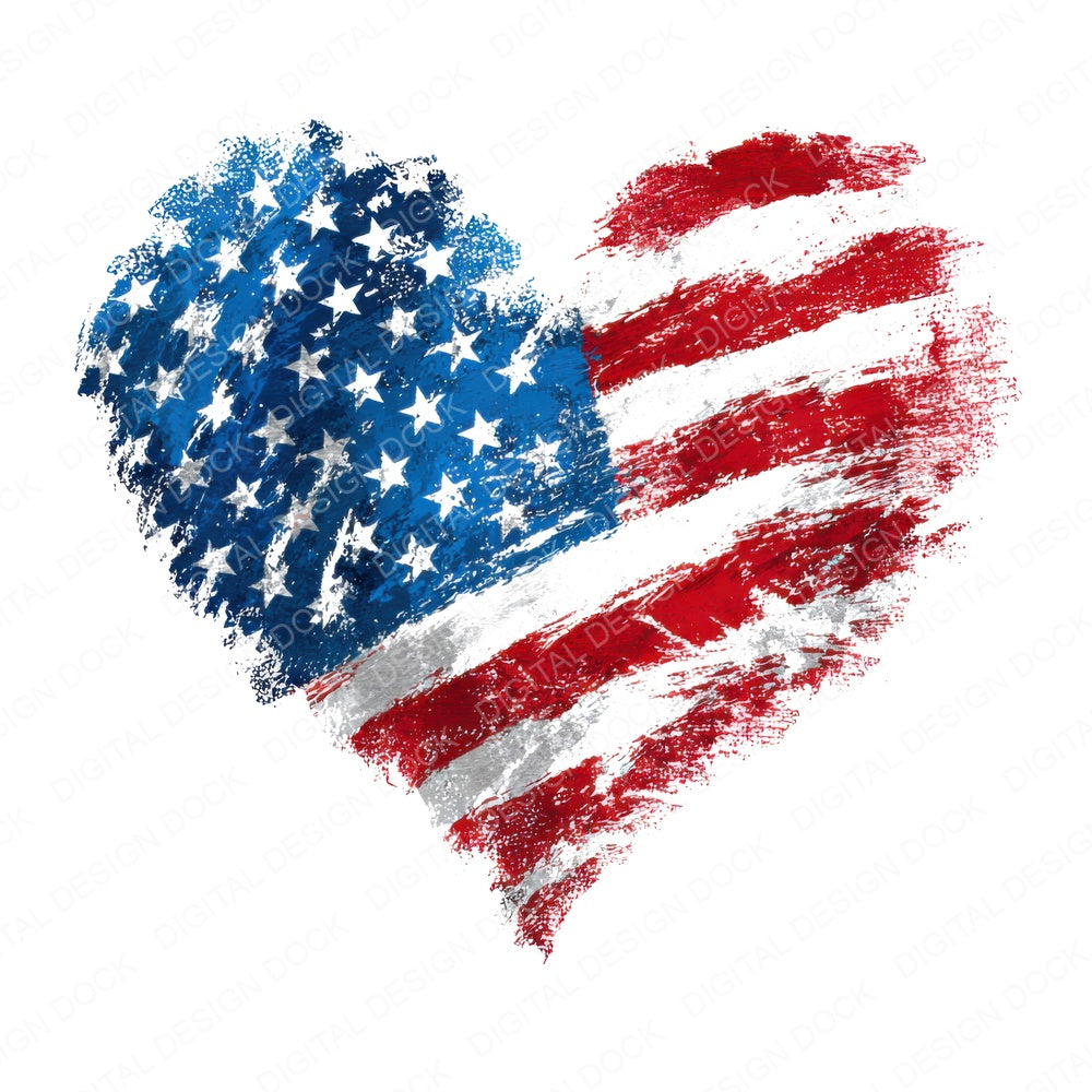 Grunge USA Flag Heart fussy cut sheet in A4 format showing all 12 designs on one printable page