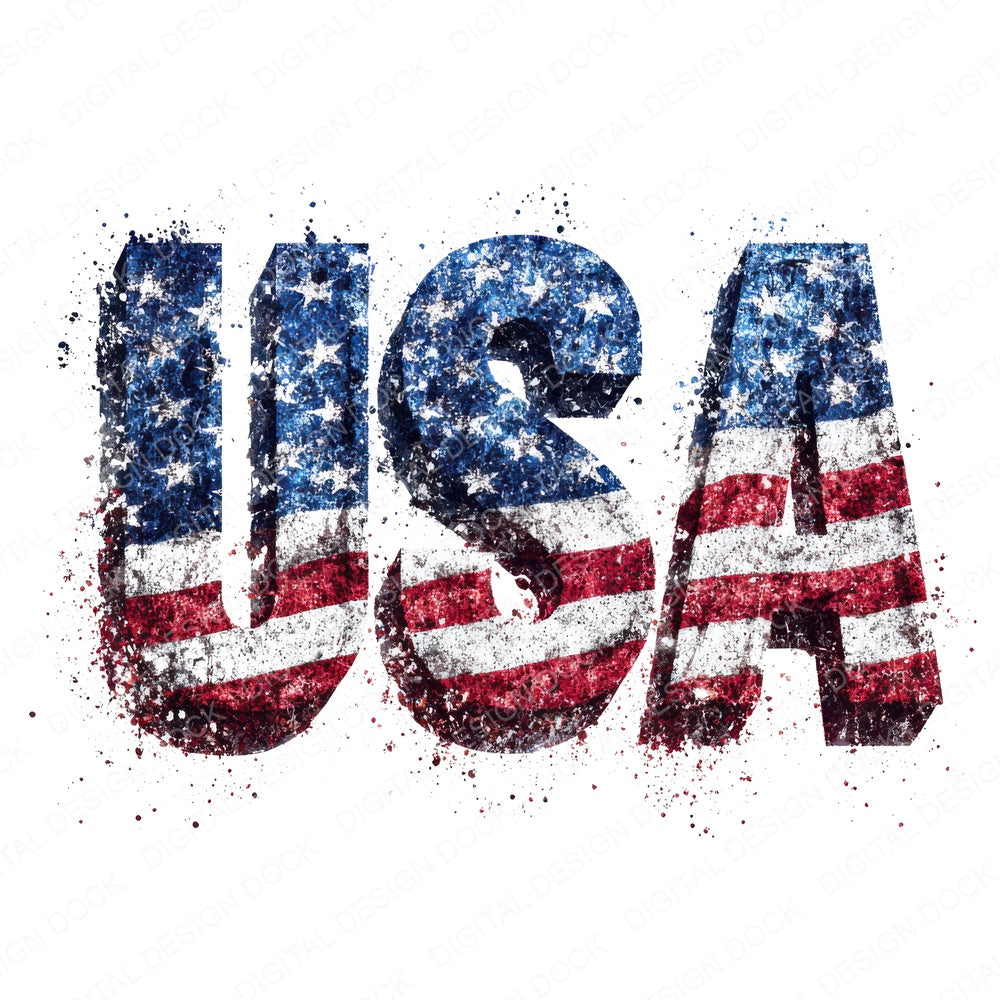 Grunge USA Flag Typography fussy cut sheet in A4 format showing all 12 designs on one printable page