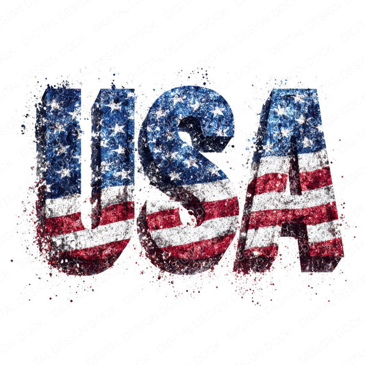 Grunge USA Flag Typography fussy cut sheet in A4 format showing all 12 designs on one printable page